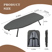 Planche à repasser portable multifonctionnelle moderne et peu encombrante en coton, pliable, avec support pour fer à repasser et porte-vêtements