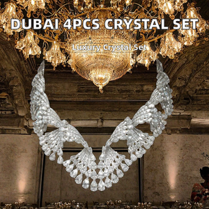 Ensemble de bijoux en cristal de luxe 4 pièces pour femmes, colliers et boucles d'oreilles, ensemble géométrique en strass pour mariage et fête - Product Image 2