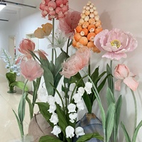 Decoratief Bloemontwerp Kunstmatige Gigantische Organza Poppy Iris Hyacint Bloem Voor Raamdecoratie Bruiloft Bloemenset