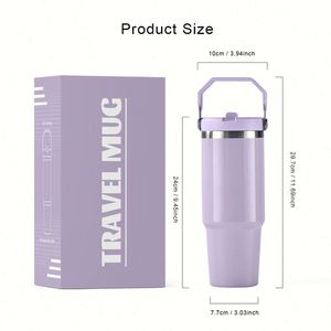 Vaso Térmico Personalizado con Logotipo de 30 oz, Taza de Café de Acero Inoxidable de Doble Pared con Aislamiento al Vacío, Vasos de Viaje para Auto de 30 oz con Asa y Tapa - Product Image 4