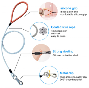 Guinzaglio per Cani fino a 113 kg, Resistente, Realizzato in Cavo Metallico Rivestito con Impugnatura in Silicone Morbido - Product Image 2