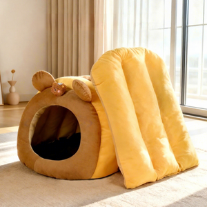 <b>Small</b> Bee Shaped Durable Winter Warm Striped Comfortable Closed Design <b>Box</b> Pet Cave Cat & Dog Bed - Product Image 2