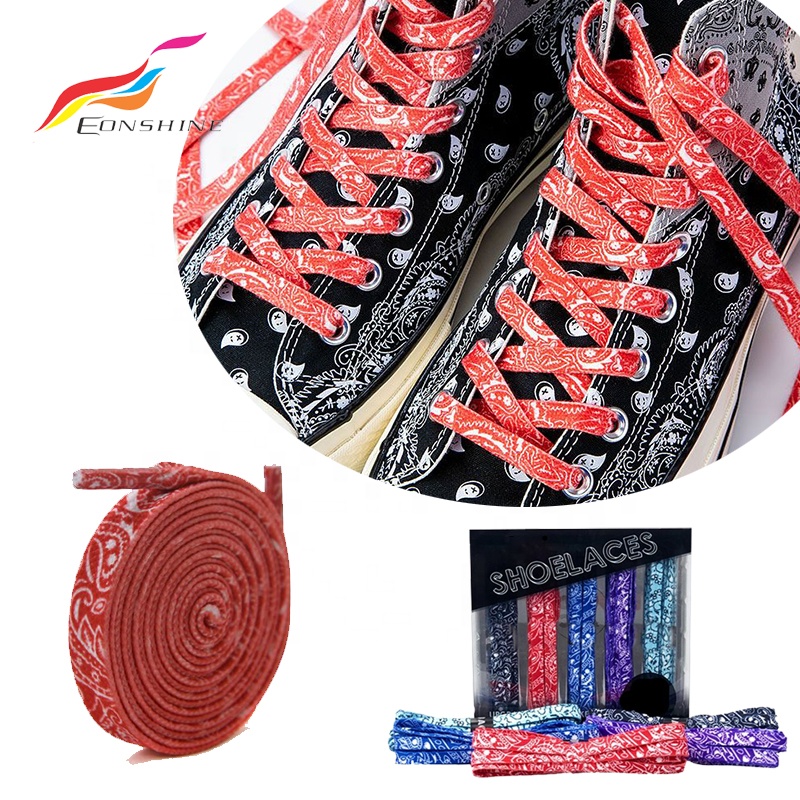 Flat Double Layer Shoelace 8mm Width Polyester Flower Shoe Strings Paisley Shoelaces for Shoe