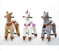 Enfants petit 72cm peluche action poney vertigineux grandeur nature monter sur bascule marche mécanique équitation animaux sur roues jouets