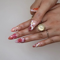 Faux ongles 3D style vacances à presser, en acrylique faits main, forme amande, palmier, étoile de mer, strass, personnalisables