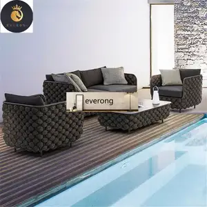 6-zits Waterdicht Kussen Touw Sectioneel Buitenhuis Modulaire Tuin Ontspannen Meubilair Hotel Lounge Sofa Set