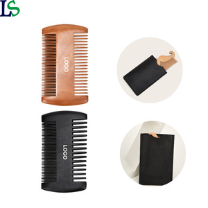 Pettini per la cura della barba in legno con pettine a denti larghi su entrambi i lati del barbiere con Logo inciso personalizzato - Product Image 3