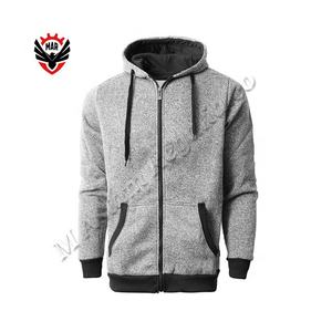 Sudadera con capucha de forro polar de poliéster/algodón con cremallera, gris liso, colores contrastantes, tejido de punto, ajustada, a la moda, para invierno, de secado rápido - Product Image 3