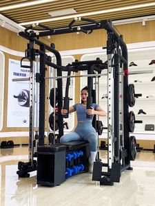 SK Wholesale Station d'entraînement multifonctionnelle complète 3 postes en acier, type Smith Machine, écologique, durable, noire, portable - Product Image 6