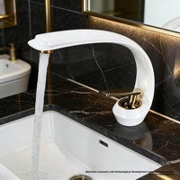 Robinet de lavabo monocommande en céramique blanc haut de gamme, design créatif et minimaliste, pour eau froide et chaude