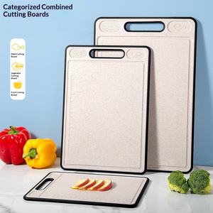 Planche à découper de cuisine double face antidérapante et antibactérienne, pour viande et ail, multi-usages, ensemble de trois pièces - Product Image 3