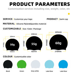 Bonnet de bain en silicone personnalisé avec impression, bonnets de bain imperméables avec clip pour les oreilles et le <span class=keywords><strong>nez</strong></span> - Product Image 3