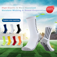 Chaussettes de football mi-mollet en tissu éponge épais absorbant les chocs, avec base antidérapante en silicone carré pour la compétition et l'entraînement