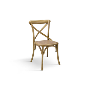 Juego de 4 sillas Oscar con base de madera natural y asiento de ratán para comedor interior - Product Image 1