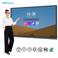 Tableau blanc interactif HDFocus de 65 pouces, tableau intelligent 4K, écran tactile double système d'exploitation, affichage tout-en-un pour les startups et les salles de réunion