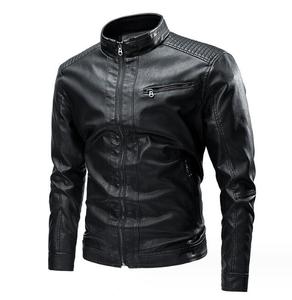 New Casual <b>Vintage</b> Sheep Skin Leather <b>Motorcycle</b> <b>Jacket</b> Men Autumn/Winter Eco-Friendly 100% Premium Washed Leather - Product Image 1
