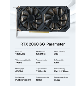Carte graphique RTX 2060 Super pour PC de bureau, double ventilateur, 256 bits, 8 Go de mémoire GDDR6, haute vitesse, pour jeux e-sport, composants de montage de PC, performances élevées - Product Image 4