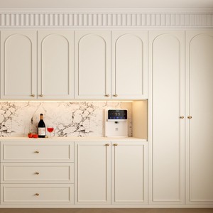 Armoire de rangement autoportante multifonctionnelle blanche crème de style français pour entrée, couloir et chambre, avec <span class=keywords><strong>banc</strong></span> intégré pour manteaux et chaussures - Product Image 2