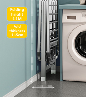 VC Étagère à linge multifonctionnelle réglable en acier inoxydable, pliable à trois niveaux, avec barres de suspension pour vêtements et chaussures