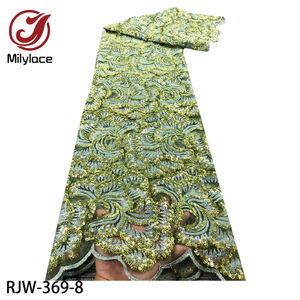 Romantik pullu çiçek nakış Net dantel kumaş afrika gelin fransız dantel kumaş - Product Image 6