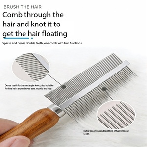 Peines para Gatos con Mangos de Madera, de Una o Dos Filas, con Dientes Altos y Bajos para el Cuidado y Suavizado del Pelo - Product Image 5