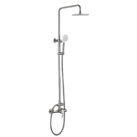 Robinet de salle de bain moderne en acier inoxydable Foshan, ensemble de douche rond SUS304, mitigeur 2 trous avec douchette