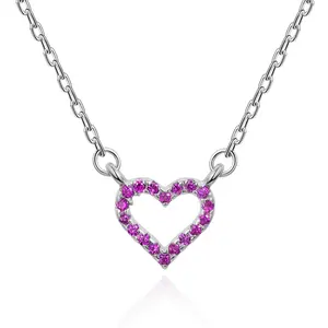Элегантное ожерелье с подвеской в виде серебряного сердца для женщин, хрустальные украшения, любовь