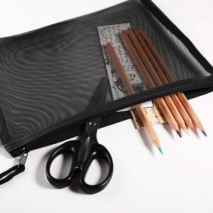 Gelory Durable Black <strong>Mesh</strong> <strong>Bags</strong> Makeup <strong>Bags</strong> Cosmetic Travel Organizer Storage <strong>Bags</strong> <strong>Mesh</strong> <strong>Zipper</strong> Pouch Pencil Case - Product Image 4