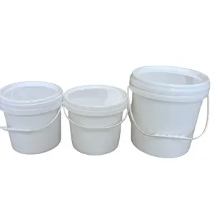 Secchio in plastica bianca per uso alimentare personalizzato 2L 5L 8L 10L 20L 25L 5 galloni con coperchio e manico