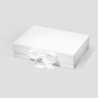 A5 peu profond plaine blanc rigide pliant plat emballage magnétique boîtes-cadeaux en gros
