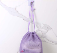 Sac en filet à cordon écologique, durable et réutilisable en nylon, multifonctionnel pour voyage, organisateur de savon, maquillage, imprimé alimentaire tendance