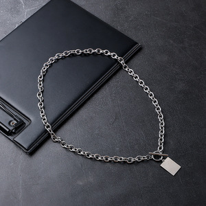 Venta al por mayor de moda collar de acero inoxidable Retro todo-fósforo titanio acero clavícula cadena hombres mujeres colgante - Product Image 2