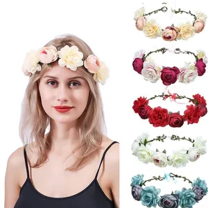 Bohemian Bridal Hair Wreath Flower Headbands Big Flower Headband Crown Flower Crowns For Women