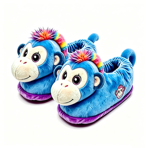 Pantuflas de peluche de mono, pantuflas de animales en 3D, pantuflas novedosas de mono para el hogar, pantuflas de mono peludas - Product Image 2