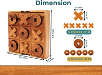Jeu de Tic Tac Toe en Bois XO pour Table Basse Intérieure – Décoration de Salon et de Bureau, Cadeau pour Toutes les Occasions