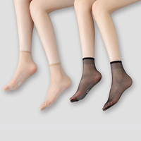 Sans couture doux Nylon soie cheville chaussette femmes printemps été antidérapant Transparent mince fond épissure respirant court Sox confortable
