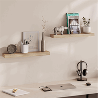 Étagères murales flottantes multifonctionnelles à double niveau en bois naturel moderne pour salle de bain et salon, écologiques