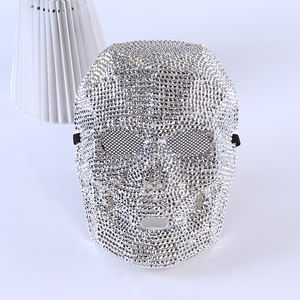 סיטונאי יוקרה פלסטיק כסף rhinestone מלא פנים הגולגולת מסכות המפלגה ליל כל הקדושים - Product Image 6