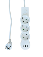 Prise allemande à 3 voies avec interrupteur et carte européenne 2USB + 1Type-C avec 3 prises de courant 230V nominale