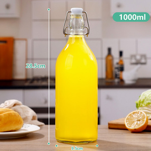 En stock bouteille en verre hermétique à couvercle oscillant avec clip de verrouillage 250ml 500ml 750ml 1000ml couvercle rond Ez Flip <span class=keywords><strong>pour</strong></span> jus de boisson gazeuse - Product Image 4