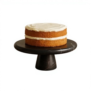 Modern Customizable Round Marble <b>Cake</b> <b>Stand</b> with Wood Base Handmade Dessert Display Pedestal Party Home hotel - Product Image 3