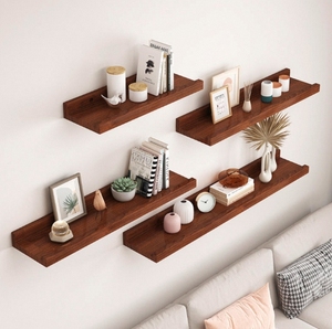 Kitchen Bathroom Brown Wood Wall <strong>Shelf</strong> 30cm 60cm 90cm <strong>120cm</strong> Wooden Floating Wall <strong>Shelves</strong> for Home Decor - Product Image 1