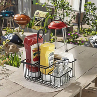 Caddy de table en fil métallique à 4 compartiments avec porte-menu Caddy de service de condiments de restaurant pour le rangement de la cuisine