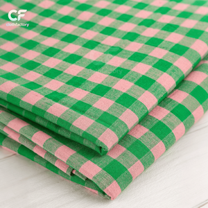 Màu hồng và màu xanh lá cây gingham bông vải sợi nhuộm kiểm tra mô hình quần áo chất liệu cho trang phục áo sơ mi bộ đồ giường và khăn trải bàn - Product Image 1