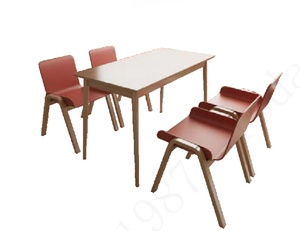 Ensemble table et chaises en bois massif pour restauration rapide, idéal pour les cantines scolaires et les restaurants, mobilier de cantine scolaire - Product Image 6