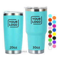 Gobelet isotherme personnalisé avec logo, 20 oz et 30 oz, à double paroi, isolé sous vide, en acier inoxydable, avec paille et couvercle