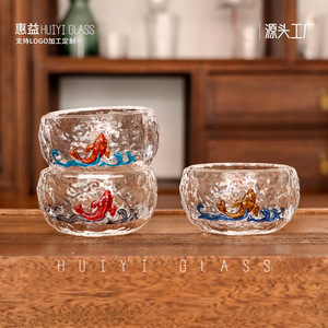 Tasse à thé en verre résistante à la chaleur, épaisse, pour service à thé à domicile, motif poisson Koi - Product Image 5