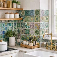 Carreaux de mosaïque céramique de style bohème marocain vintage vert Ming pour crédence de cuisine, à Foshan, pour la décoration murale de salle de bain et de douche
