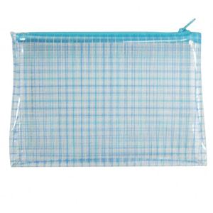 Sac en maille PVC personnalisé avec fermeture éclair givrée/transparente, étui à crayons en plastique - Product Image 1