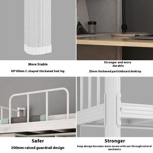 <span class=keywords><strong>Lit</strong></span> suspendu en fer <span class=keywords><strong>combiné</strong></span> avec table inférieure pour dortoir universitaire ou cadre en métal pour appartement du personnel supérieur pour chambre à coucher - Product Image 4